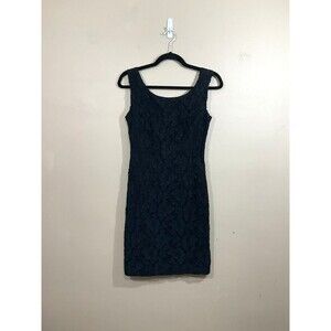 VTG Womens Lace Sheath Mini Dress 4 Black Goth Grunge 90s Party Cocktail Evening